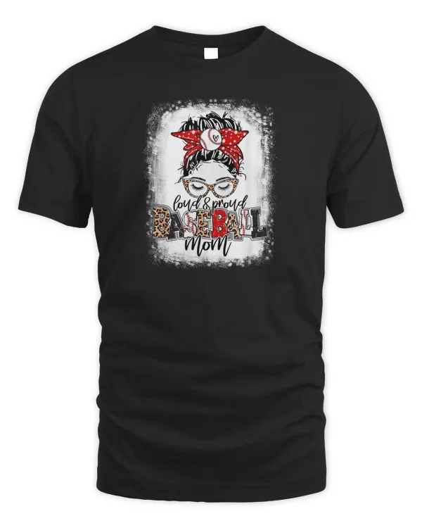 Loud And Proud BaseBall Mom Life Messy Bun Leopard T-Shirt